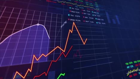 animation of financial data processing over dark background