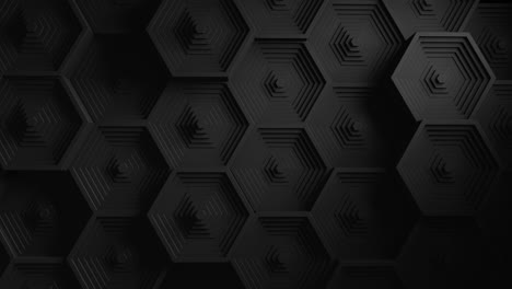 minimalismo negro. una superficie de mosaico con formas hexagonales negras en movimiento. fondo geométrico abstracto. células. las ondas. animación de bucle 4k. 3d