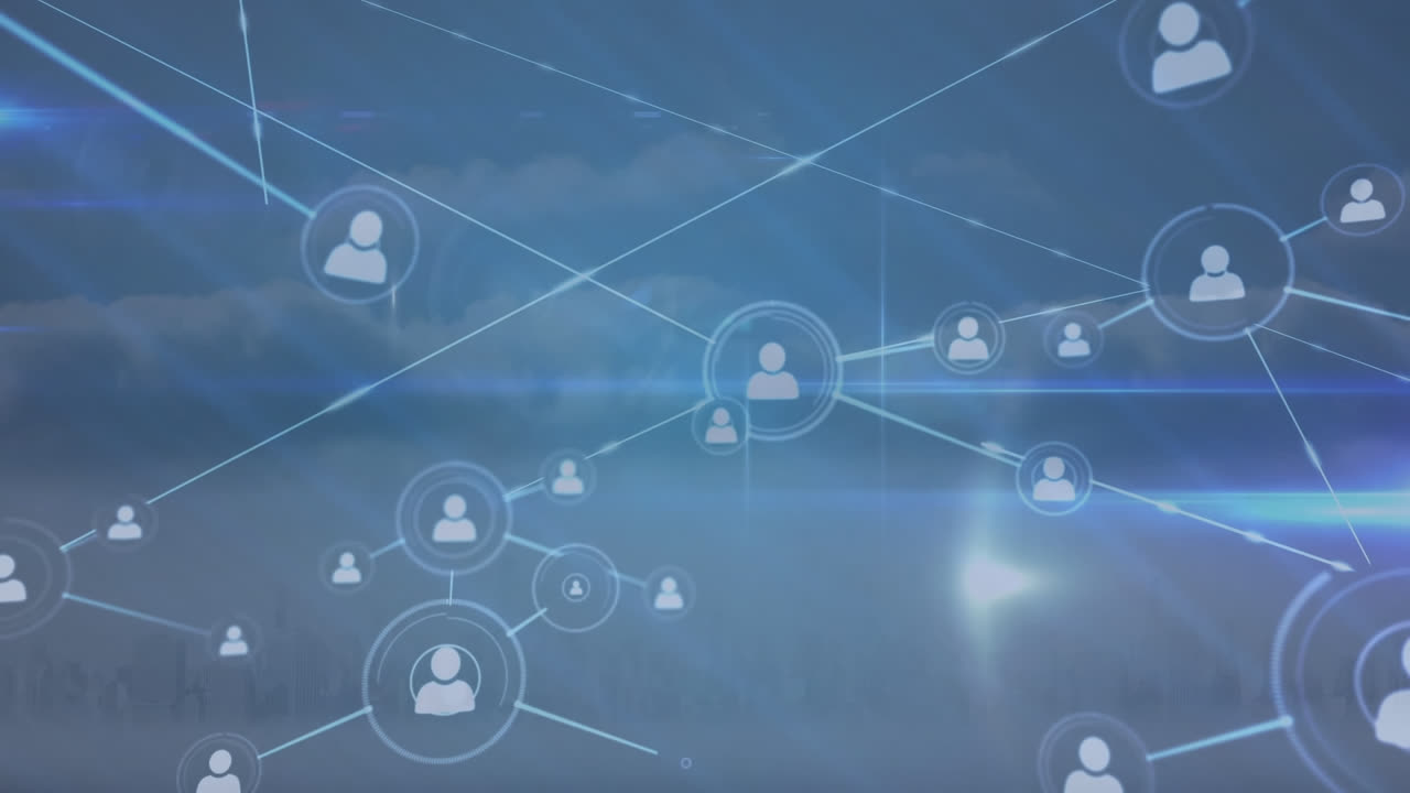 animación de la red de conexiones con iconos