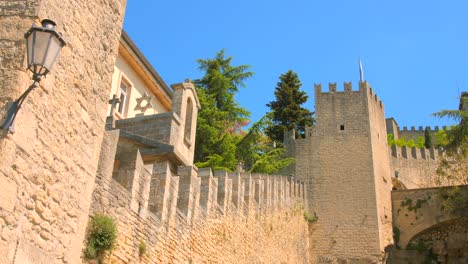 Ancient-Fortifications-And-Medieval-Walls-Of-San-Marino-In-Italy---panning