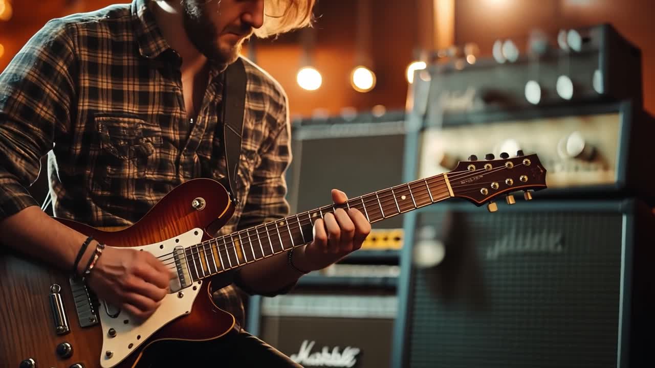 Musicien jouant de la guitare électrique sur scène