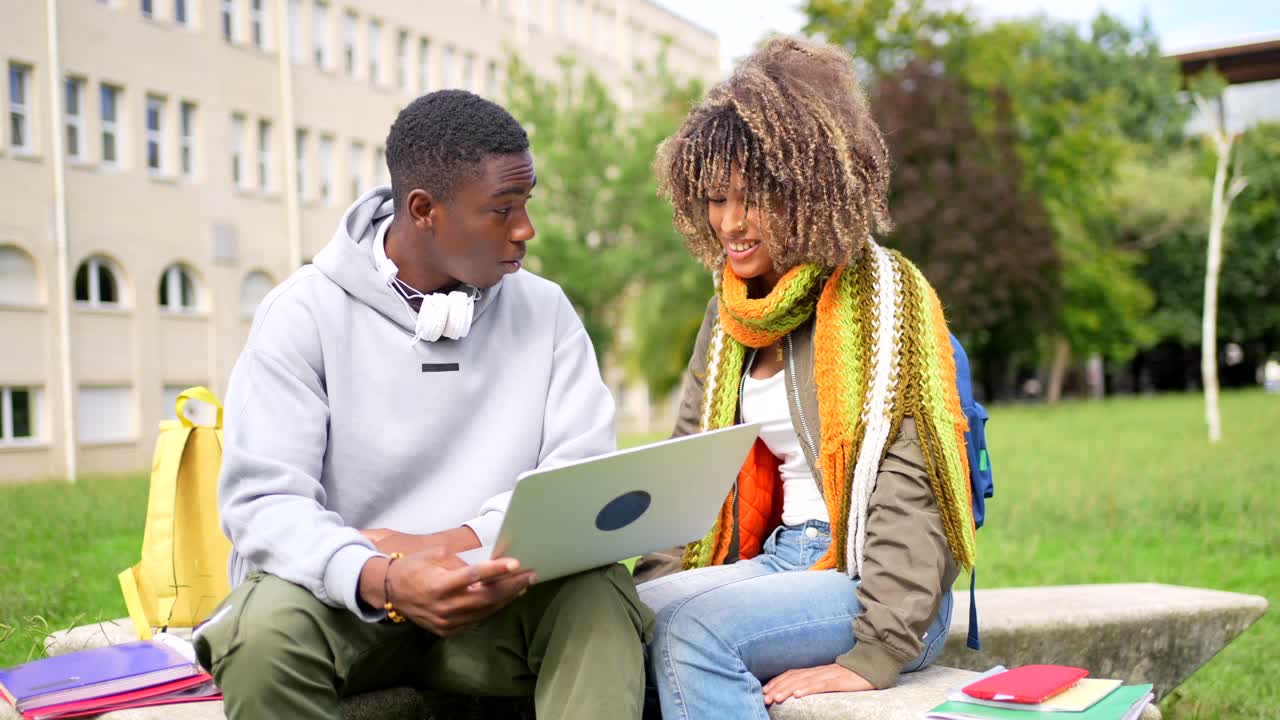 College Students Studying Together on Campus