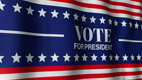 animation of vote for president text over american flag