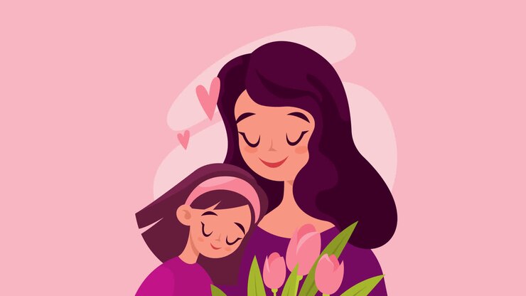 Mother and Daughter with Tulips