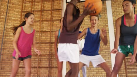 high school team playing basketball