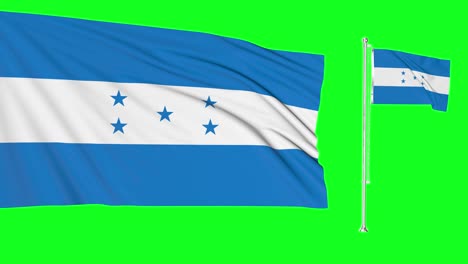 green screen honduras two flags waving honduran flagpole animation 3d chroma key