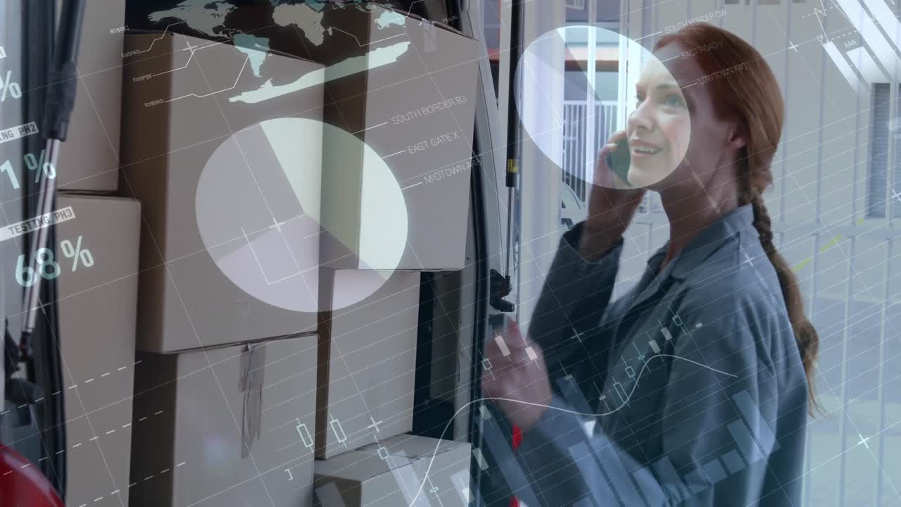 Worker talking on the phone while checking packages 4k