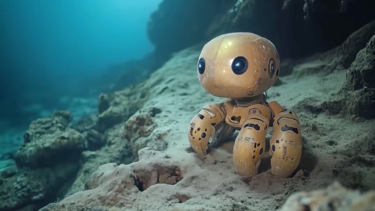 A cute robot underwater