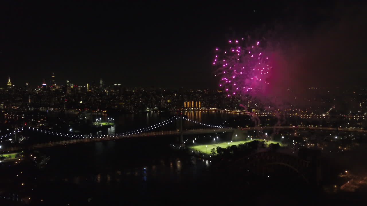 imágenes aéreas del parque astoria en queens, ny para el espectáculo de fuegos artificiales 2018