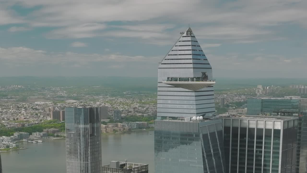 Aerial view of VIA 57 West skyscraper in New York City