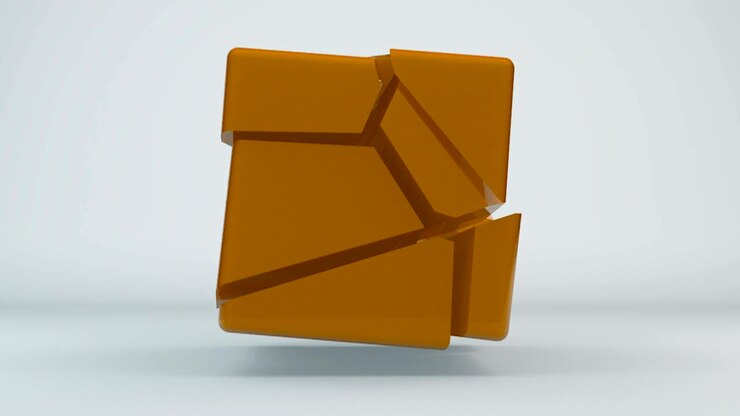 Displacement orange cube. Abstract seamless loop background