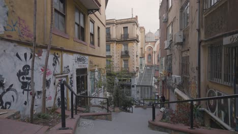 istanbul alleyway with graffiti and stairs