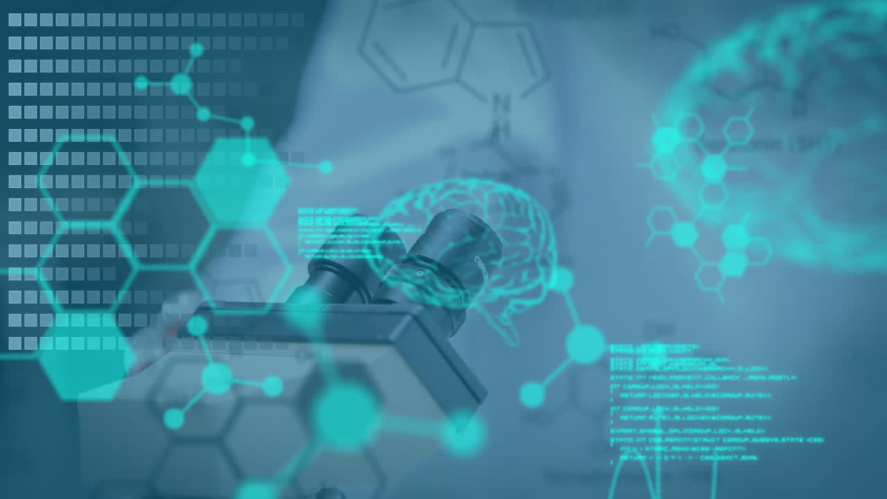 실험실에서 백인 남성 과학자에 대한 데이터 처리 애니메이션