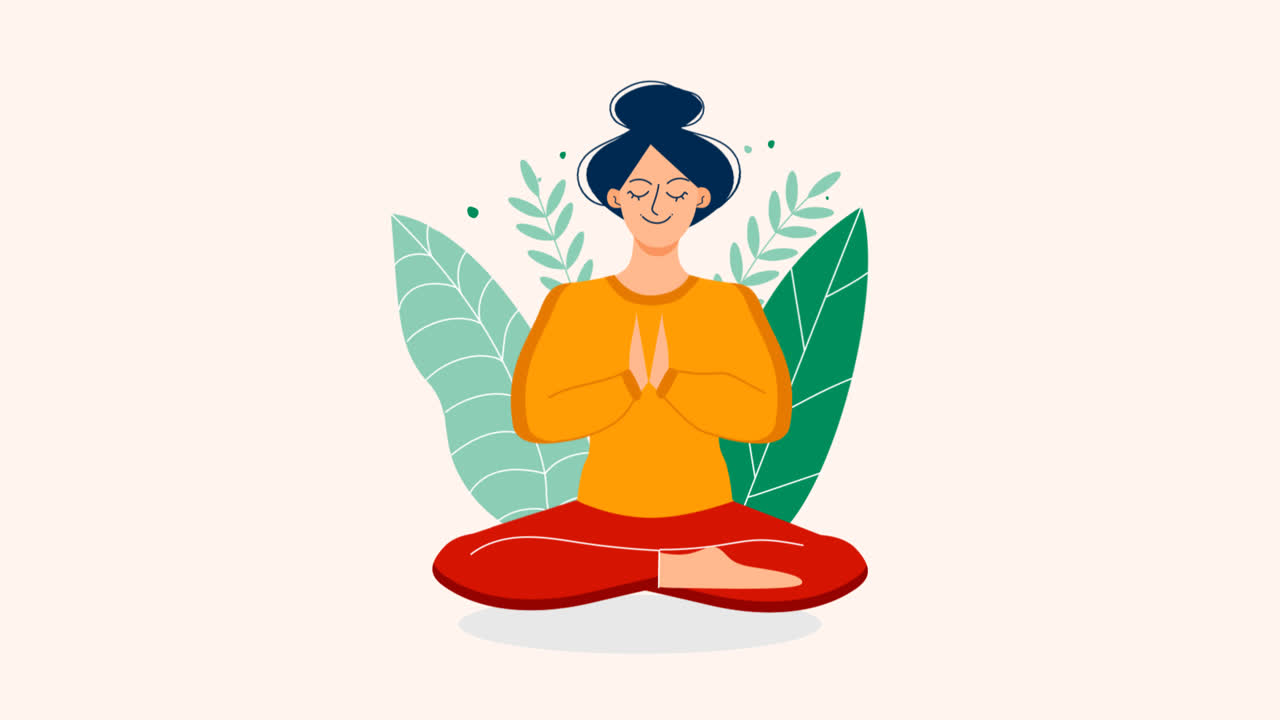 An animation of a Organic flat people meditating illustration