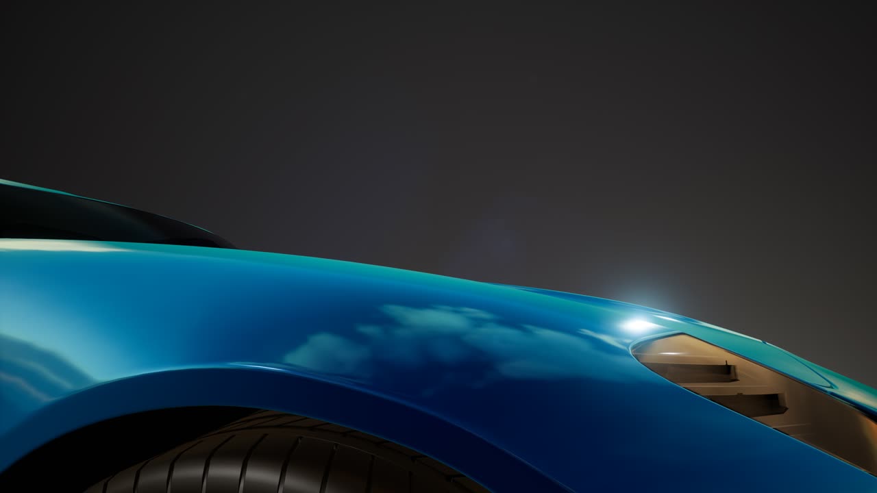 coche deportivo de lujo en un estudio oscuro con luces brillantes