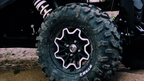 Closeup-shot-of-a-ATV-Quad-wheel-in-the-sand