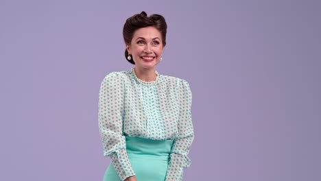 retro-styled woman expressing various emotions and reactions