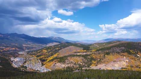 aerial view of telluride, colorado in autumn