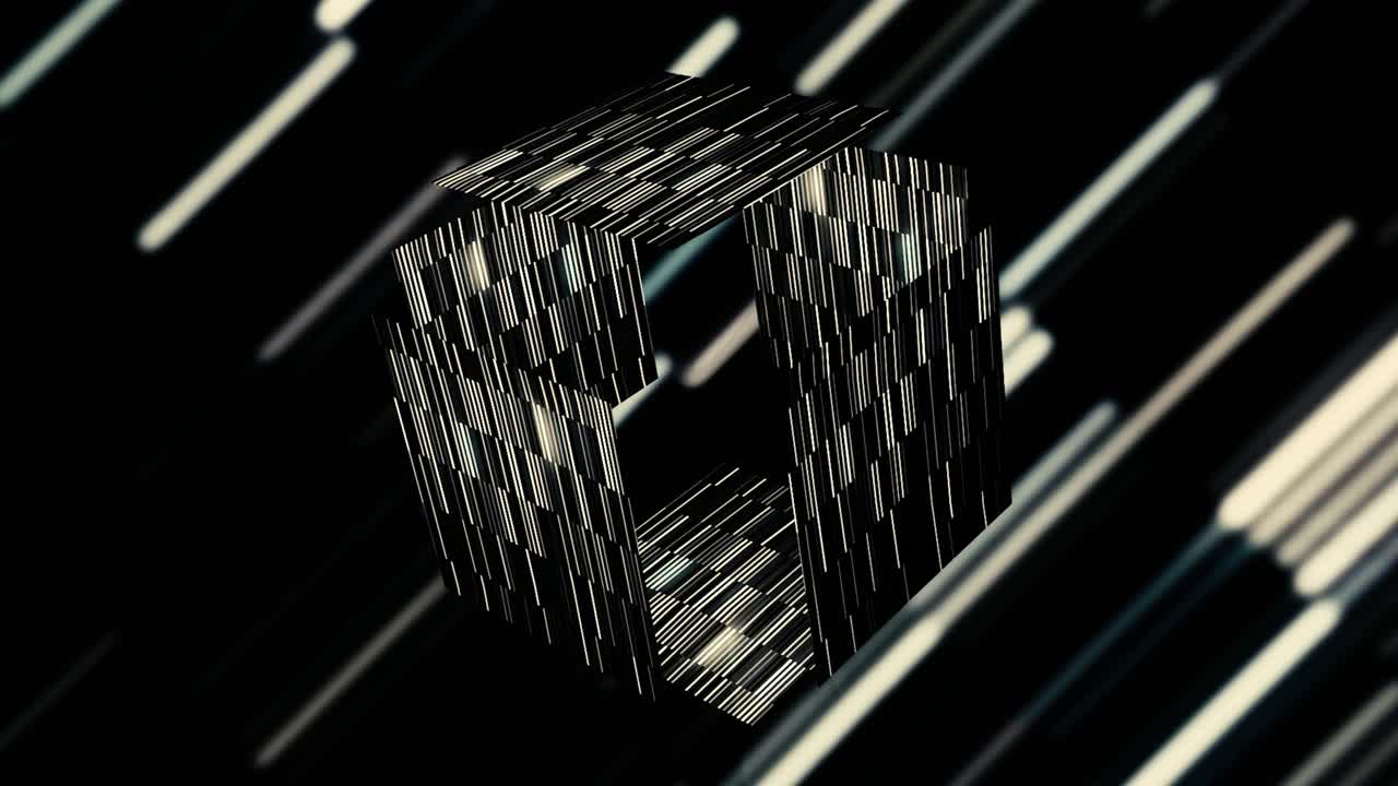 cubo geométrico abstracto con líneas