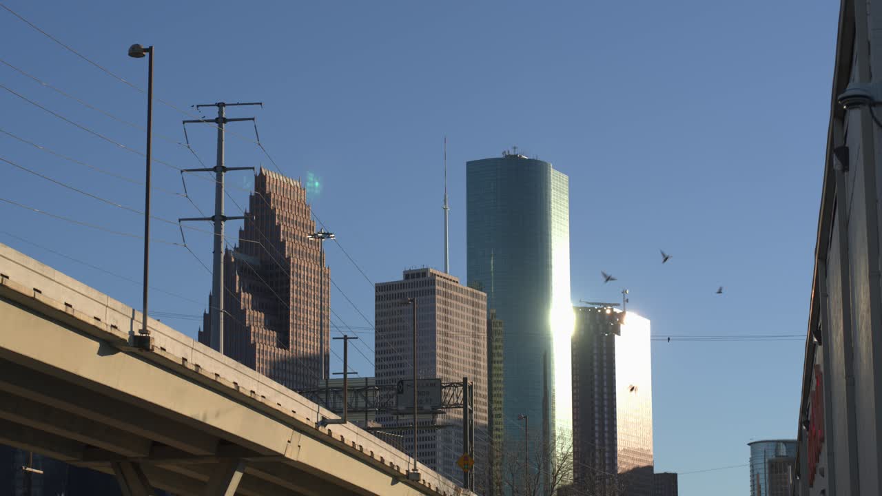 vista aérea de ángulo bajo del centro de houston