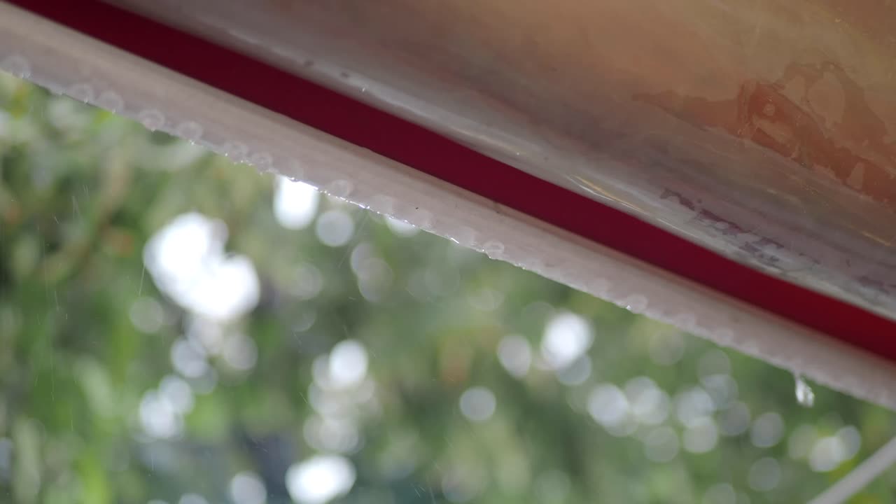 Rainy day under an awning