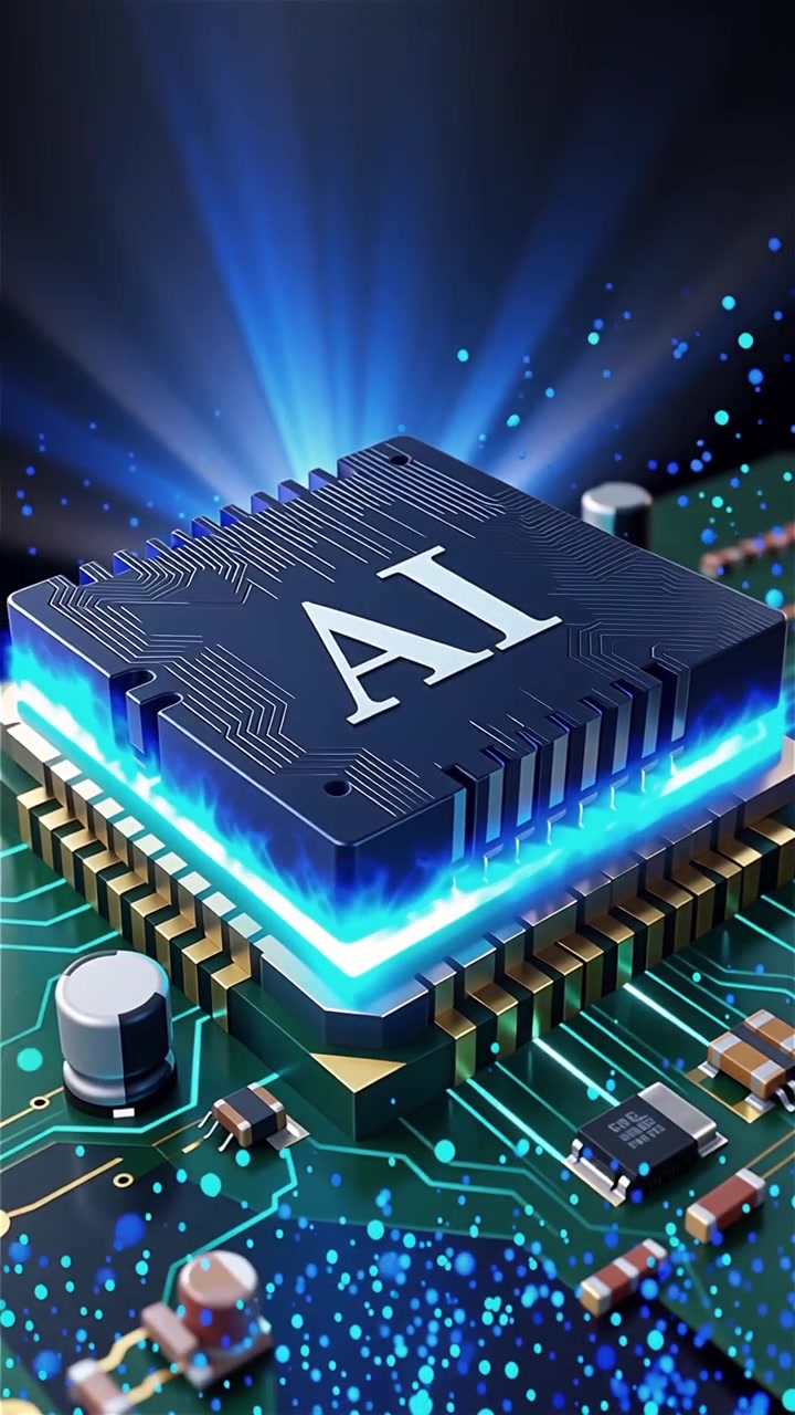 Futuristic AI Chip Motherboard Technology Background