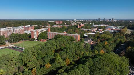 nc state university campus. aerial view in autumn