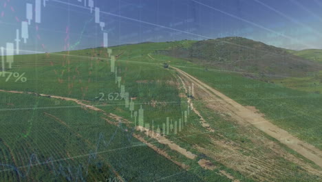 animation of financial data processing over hills