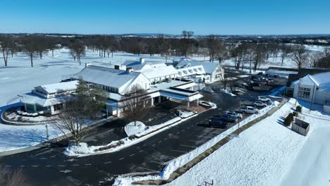 descending aerial shot of lancaster country club in pennsylvania