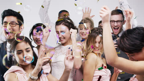 crazy beautiful group of friends dancing slow motion wedding photo booth series