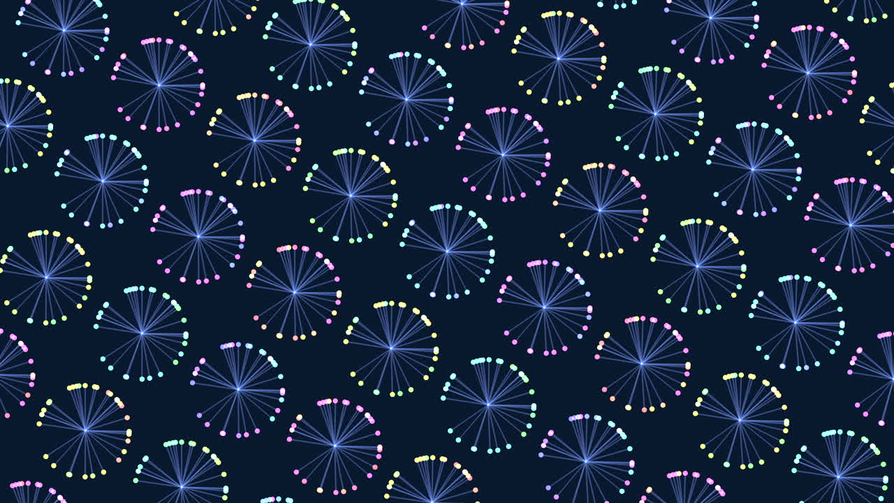Motion rainbow circles pattern with lines and dots