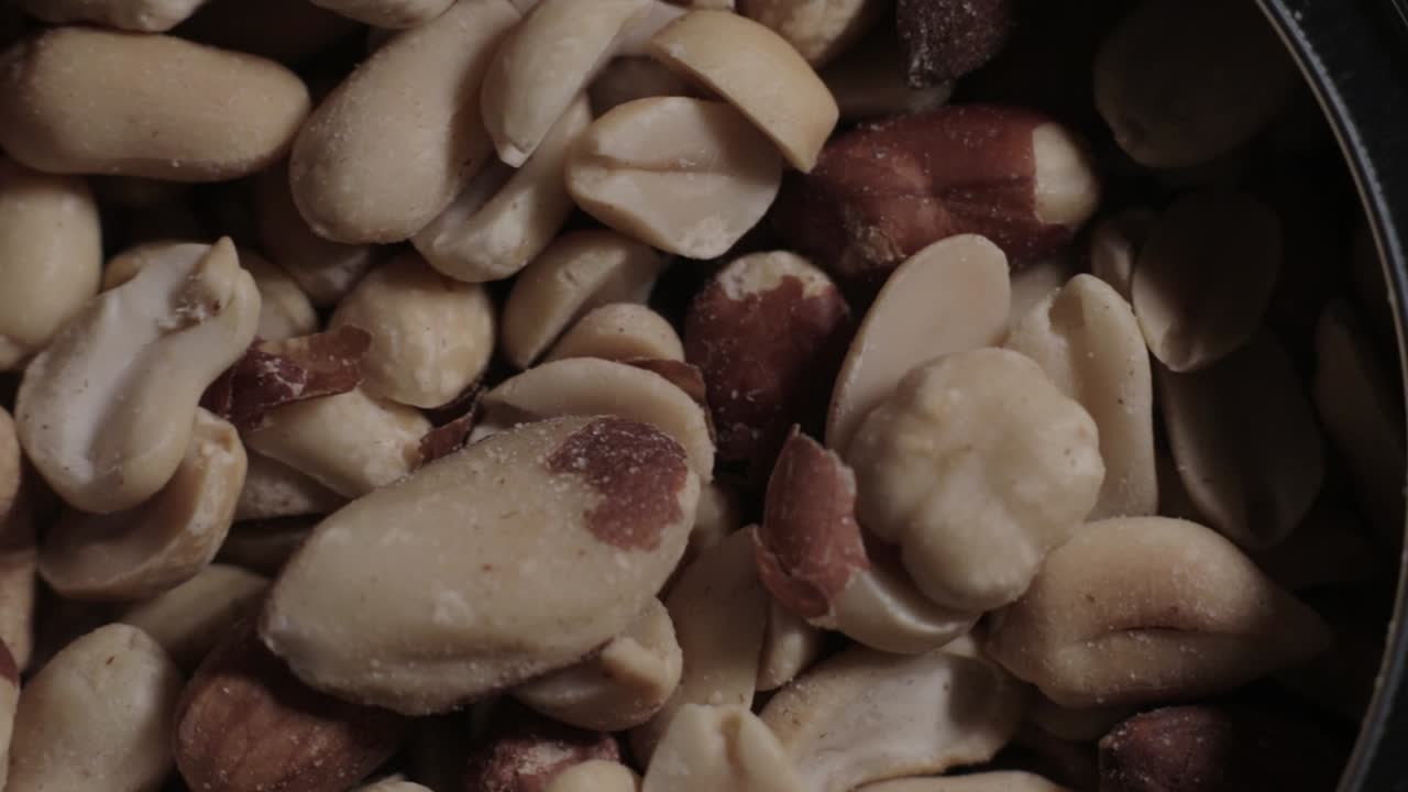 Canned Mixed Cracked Healthy Nuts - Close Up Shot