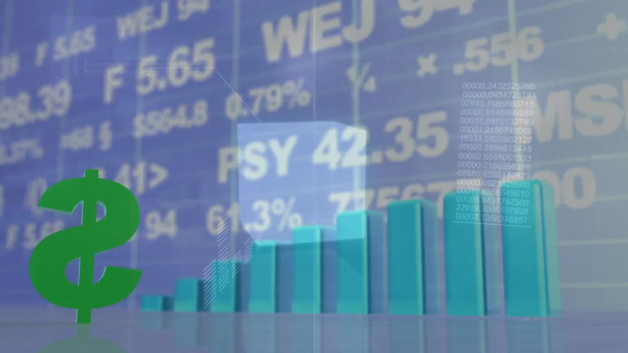 animación de los datos de la interfaz digital en un fondo azul