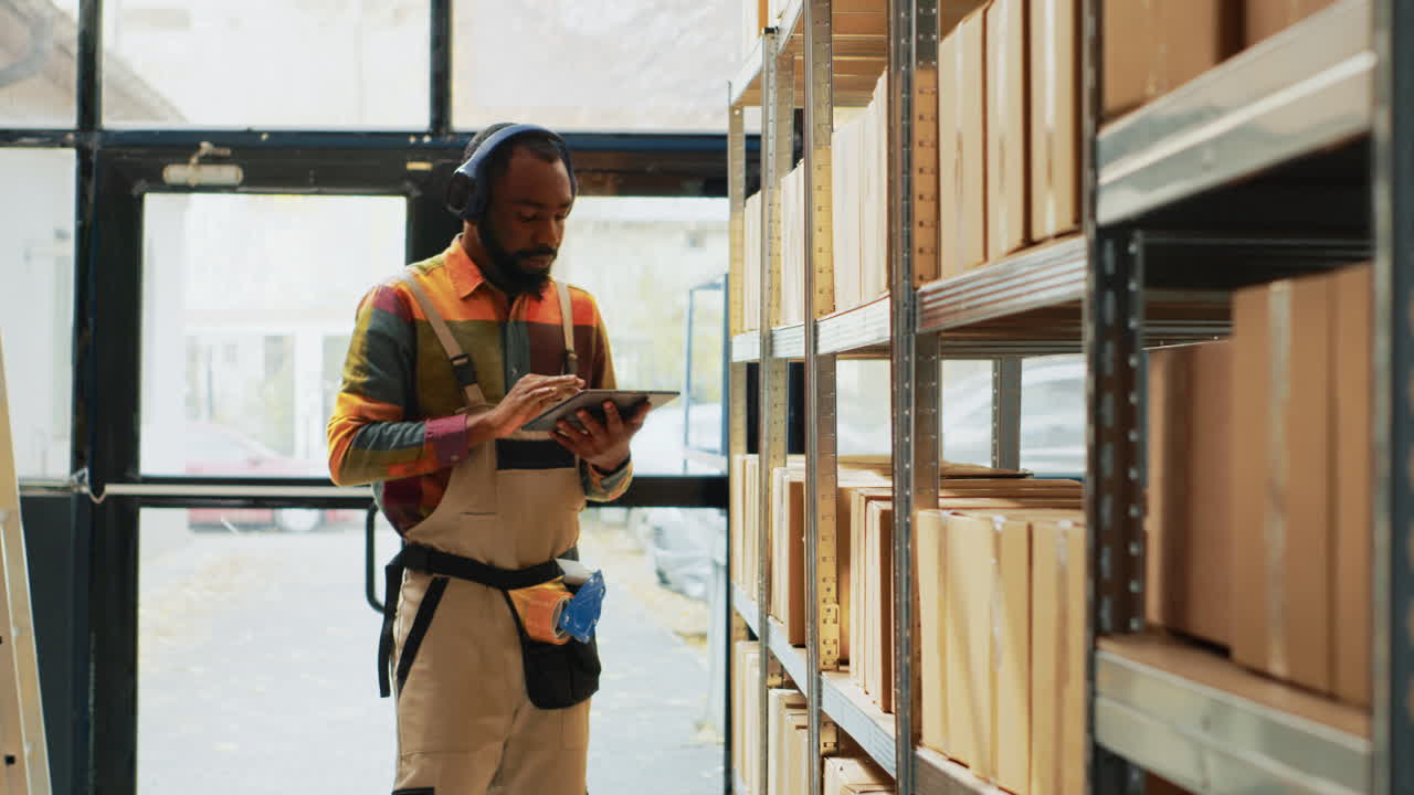 Warehouse Workers Checking Inventory with Tablet