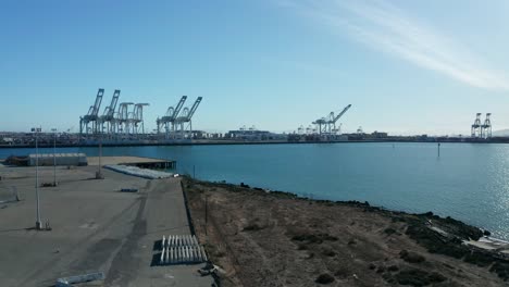 long days of shipping imports and exports under a blue sky