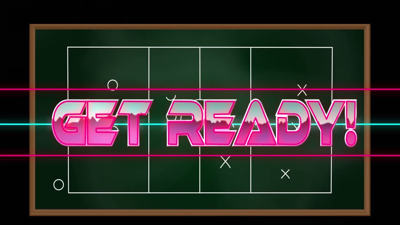 Animation of get ready text over plan of stadium
