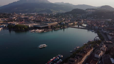 aerial view of the harbor of lucern on vierwaldstättersee lake