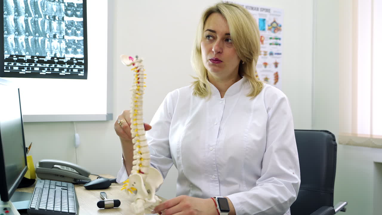 Doctor explaining spine anatomy
