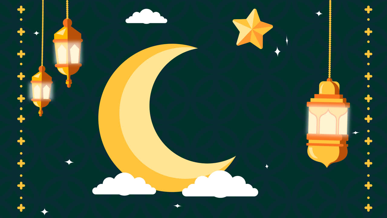 평평한 이슬람 신년 일러스트레이션의 모션 그래픽