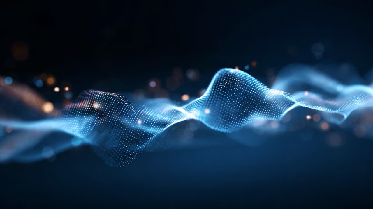 Ethereal Waveforms of Light and Sound: A Stunning Visual Display of Digital Waves and Particles Creating a Mesmerizing Experience in Motion and Harmony