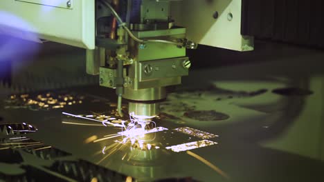 cnc laser cutting of metal, modern industrial technology.