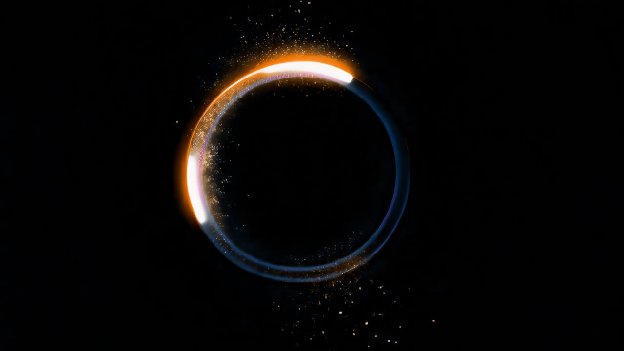 Glowing eclipse circle art animated overlay, transparent 4K video, alpha channel, ProRes 4444