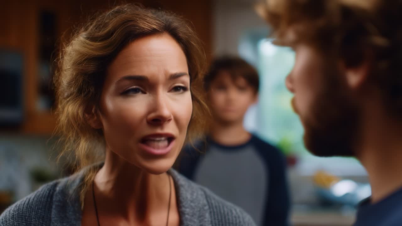 Emotional Confrontation: A Tense Family Dispute Unfolds as a Mother Expresses Frustration and Anger Towards Her Child in a Domestic Setting