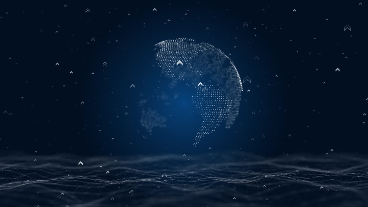 Futuristic hologram of futuristic planet earth global network connection world map point line