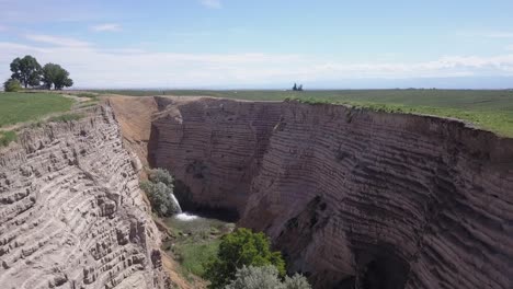 agriculture irrigation water flows into bottom of rhythmite canyon