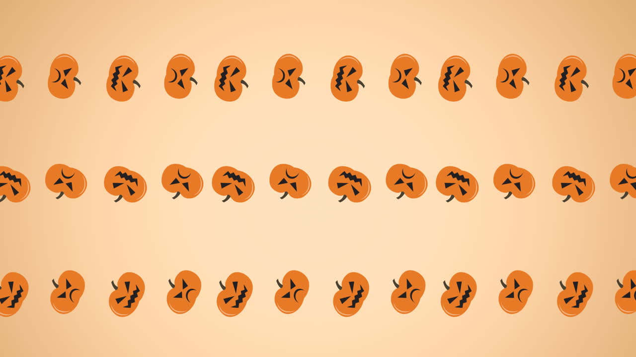 animación de una calabaza cayendo sobre un fondo naranja