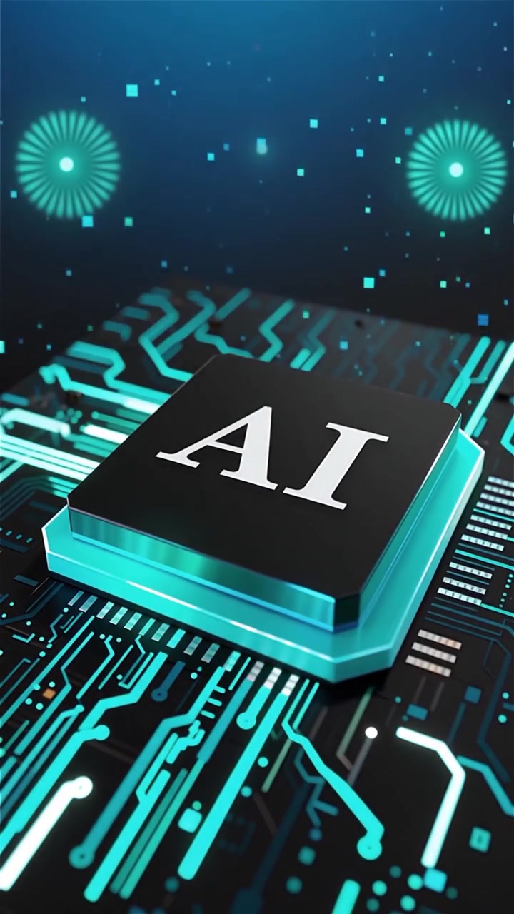Futuristic AI Chip Motherboard Technology Background