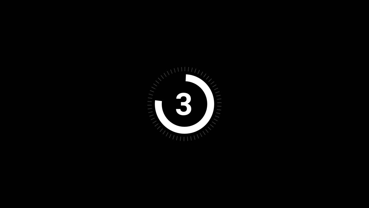 Digital Countdown Timer from Five to Zero on Black Background