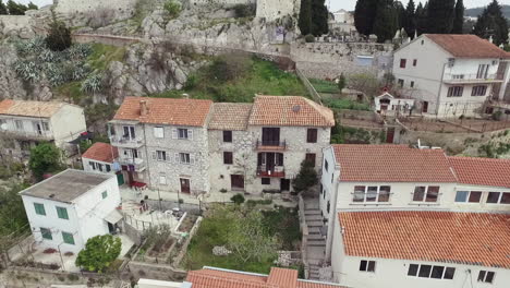 flying over the saint michael fortress and sibenik aquatorium panoramic view