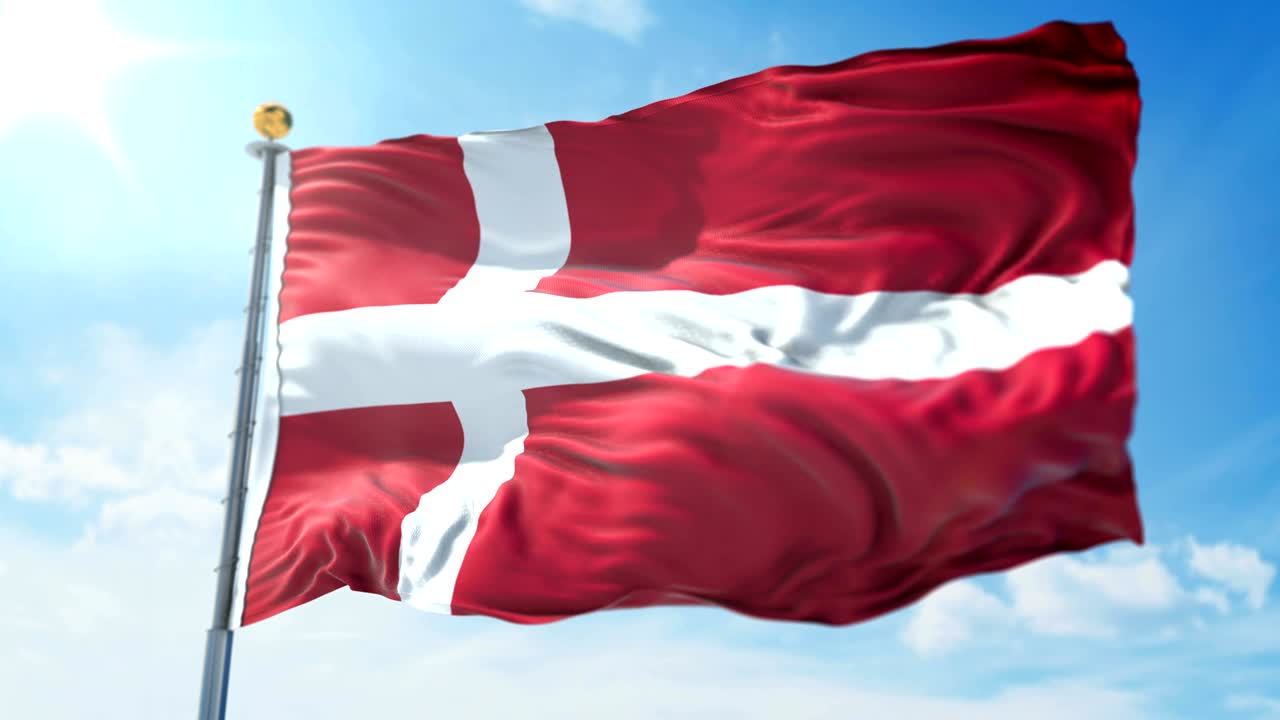 덴마크 발의 3d 렌더링 영상: 아름다운 섬유 천 줄이 흔들리고